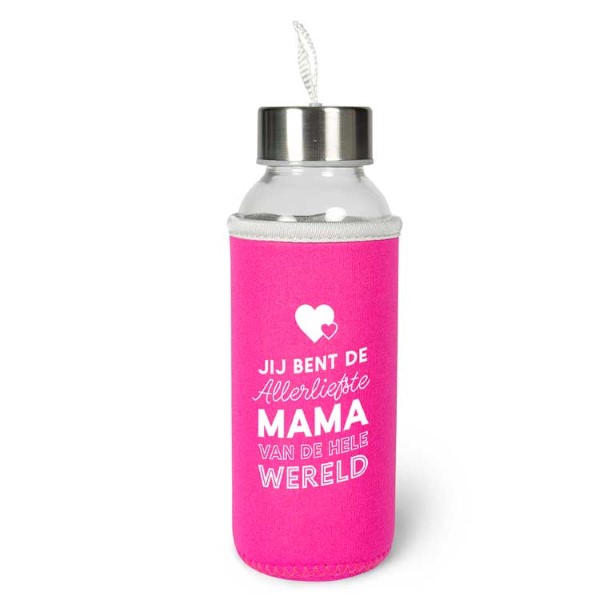 waterfles mama, waterfles allerliefste mama, duurzame waterfles, fles 300 ml