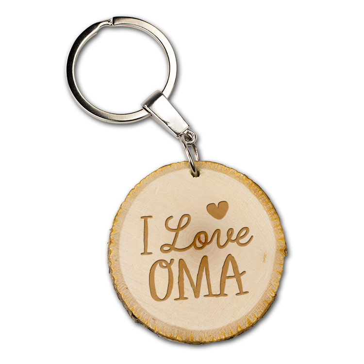 boomschijfsleutelhanger oma, cadeau oma, I love oma