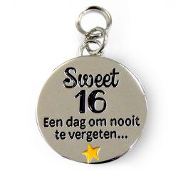 charm for you sweet 16, bedeltje verjaardag, cadeau 16 jaar