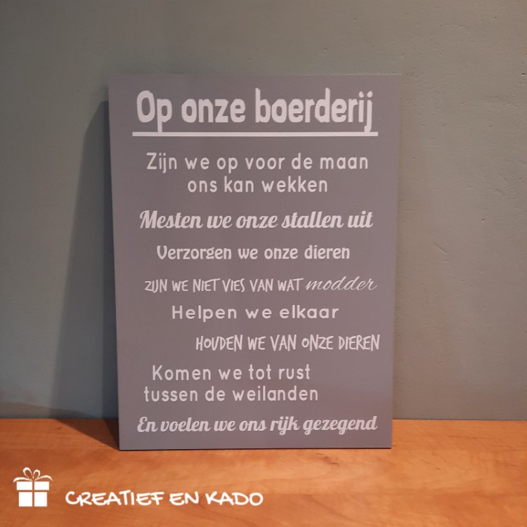 tekstbord op onze boerderij, tekstbord koeien, tekstbord eigen tekst