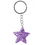 sleutelhanger glitter ster, sleutelhanger paars, ster paars, meiden traktatie, glitter traktatie