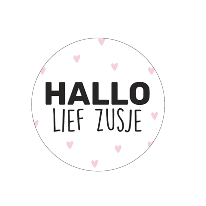 sluitsticker hallo lief zusje, baby geboren, zusje geboren