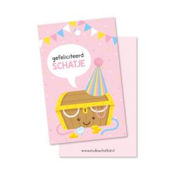 kadolabel gefeliciteerd schatje, kadolabel studio schatkist