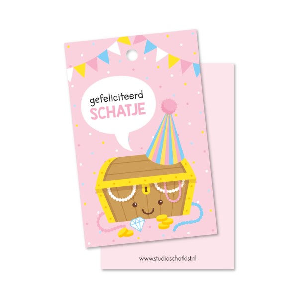 kadolabel gefeliciteerd schatje, kadolabel studio schatkist