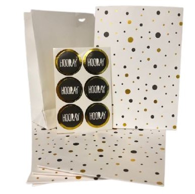 partyzak dots gold, cadeau zakjes
