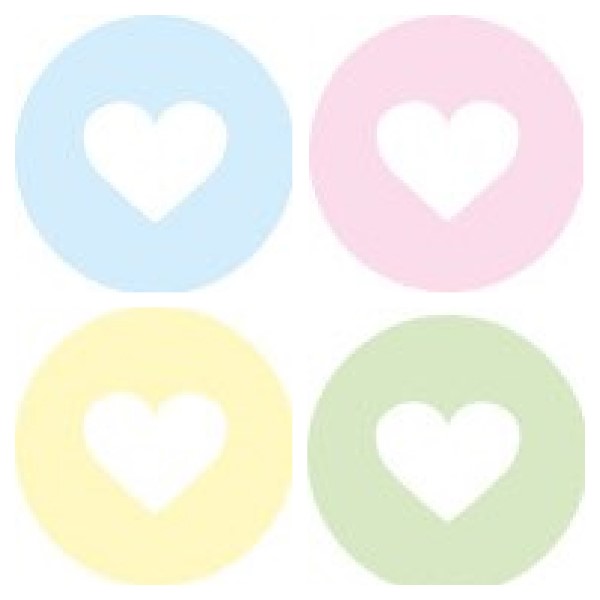 sluitsticker hart pastel, ronde sticker pastel hart