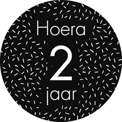 sluitsticker hoera 3 jaar zwart