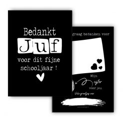 mini kaart bedankt juf, kaart bedankt voor dit fijne schooljaar