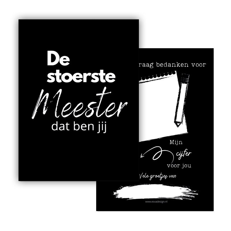 mini kaart stoerste meester dat ben jij, kaart einde schooljaar, meester bedankt