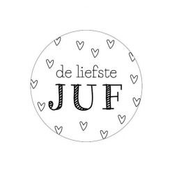sluitsticker de liefste juf, ronde sticker juf, cadeau juf