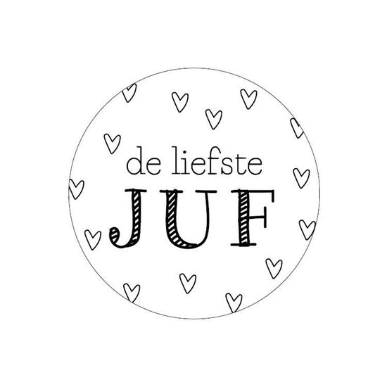 sluitsticker de liefste juf, ronde sticker juf, cadeau juf