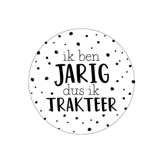 Sluitsticker ik ben jarig dus ik trakteer, sluitsticker trakteren