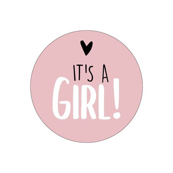 Sluitsticker it's a girl, sluitsticker meisje geboren