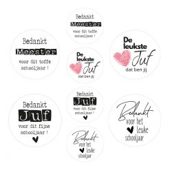 sluitsticker juf meester bedankt assorti