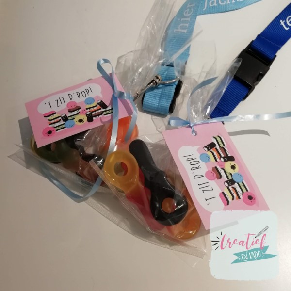 kadolabel 't zit drop, kadolabel afscheid