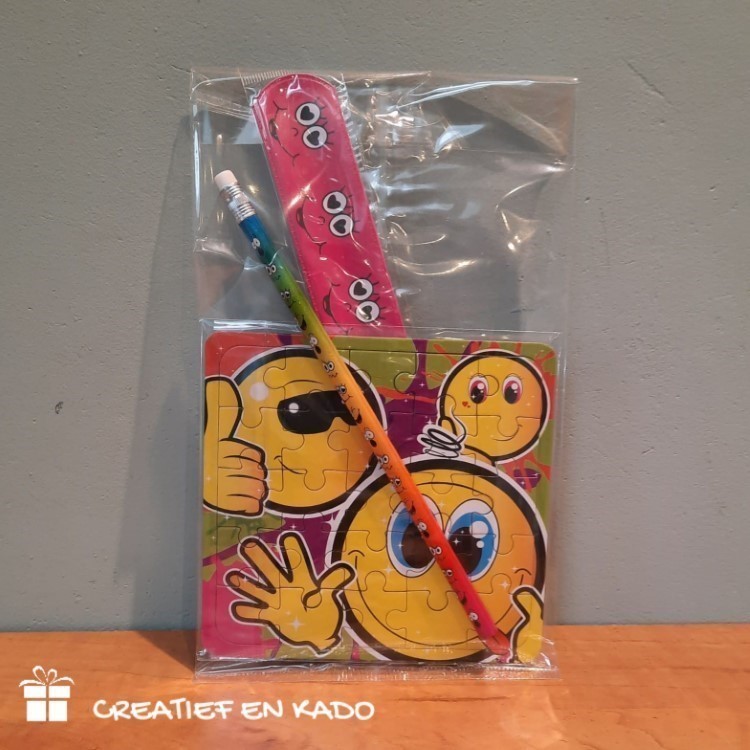 emotion puzzel traktatie, grappige traktatie, complete traktatie, traktatie kant en klaar