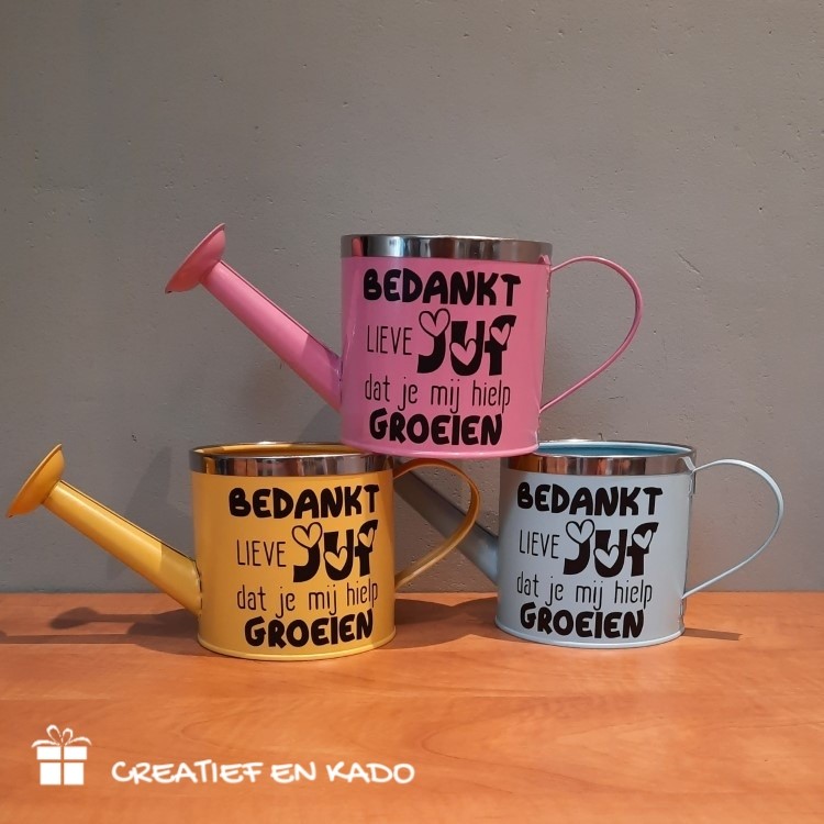 bloempot gieter juf, cadeau juf, lieve juf bedankt dat je mij hielp groeien
