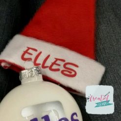 kerstmuts mini met clip, kerstmuts haarclip, kerstmuts met naam, kerstmuts rood
