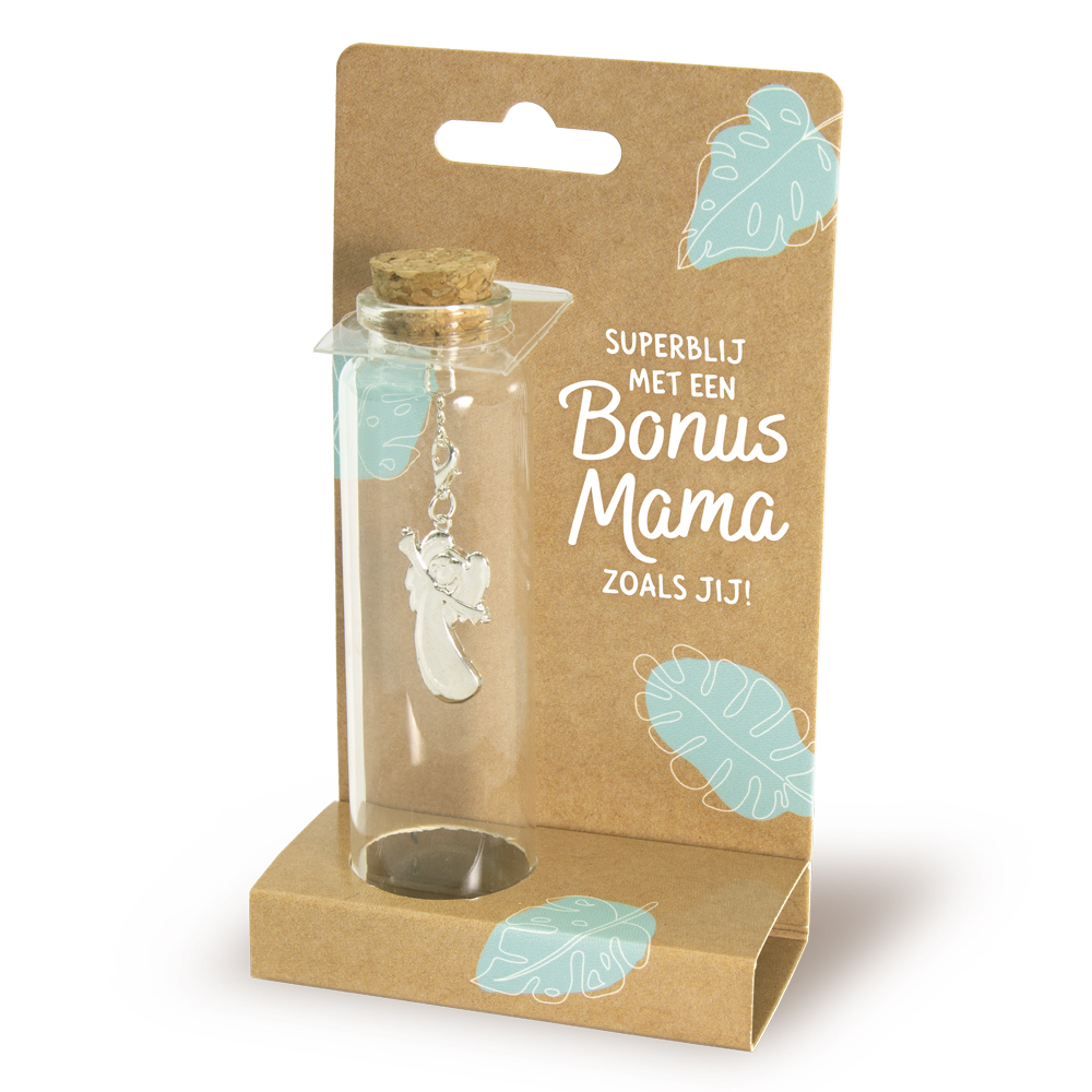 sieraad in een flesje bonus mama, cadeau bonusmoeder