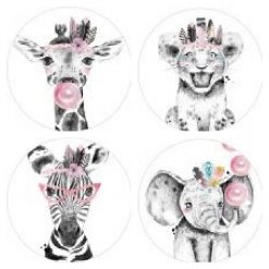 sluitsticker lieve diertjes roze