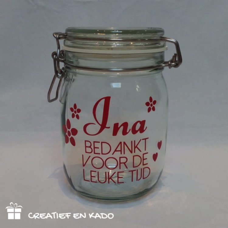 weckpot eigen tekst, snoeppot eigen tekst
