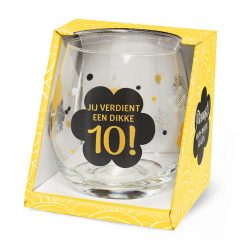 water- wijnglas dikke 10, jij verdient een dikke 10. cadeau juf, cadeau meester
