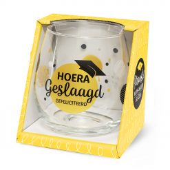 water- wijnglas hoera geslaagd, waterglas geslaagd, wijnglas geslaagd, examen cadeautje