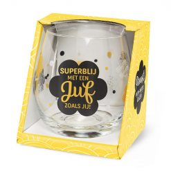 water- wijnglas juf superblij, superblij met een juf zoals jij, cadeau juf, waterglas juf, wijnglas juf