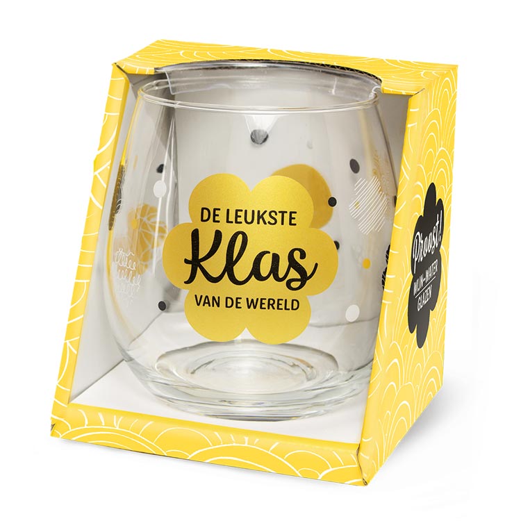water- wijnglas leukste klas, waterglas juf, waterglas meester, cadeau einde schooljaar