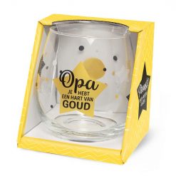 waterglas opa, wijnglas opa goud, opa je hebt een hart van goud.