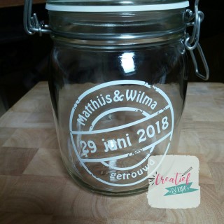 weckpot trouwen met naam en datum