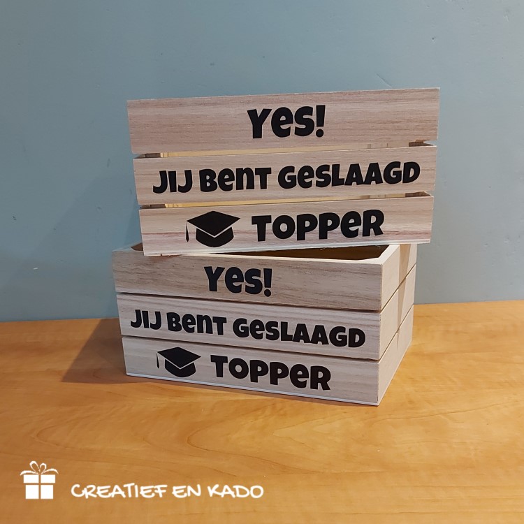houten cadeau kistje geslaagd, geslaagd cadeau
