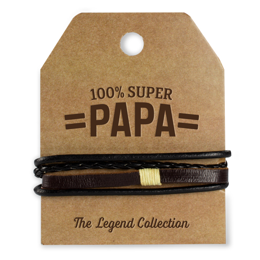leren armband papa, leren armband super papa, 100% super papa, cadeau Vaderdag, stoer cadeau, cadeau man