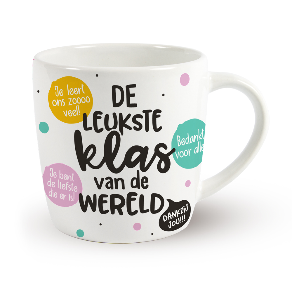 mok einde schooljaar, mok leukste klas, cadeau juf, cadeau meester