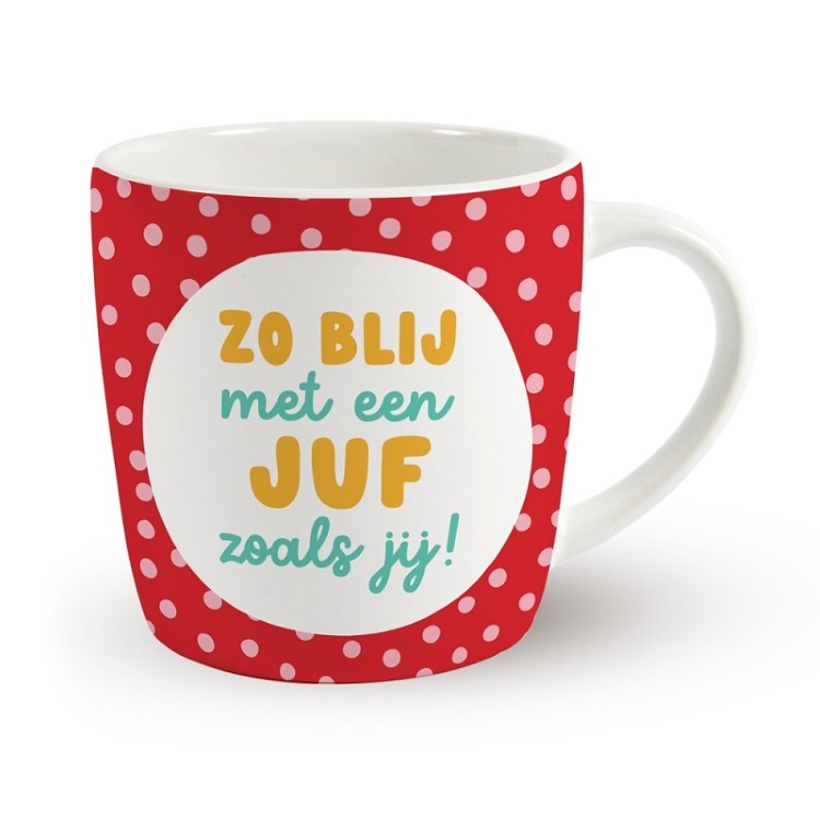 mok zo blij met een juf zoals jij, mok juf, mok einde schooljaar