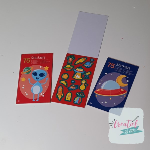 stickerboekje ruimtevaart, ruimte traktatie, traktatie jongen