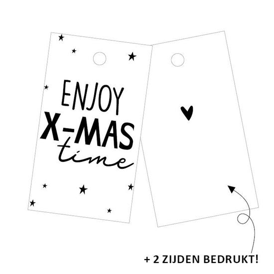 cadeaullabel enjoy x-mas time, kadolabel enjoy x-mas time, kadolabel kerst