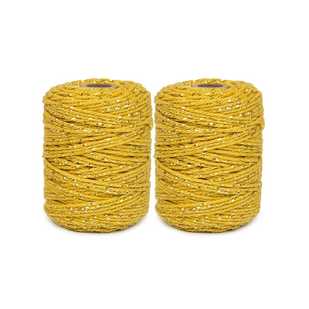 touw twist okergeel/gold, katoen touw, kado touw