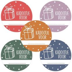 Sluitsticker kadootje voor, kadosticker, sticker sinterklaas cadeautjes