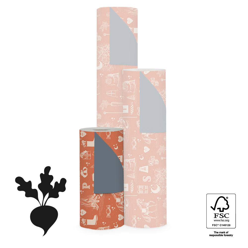 inpakpapier sint vintage ocean blue, inpakpapier sinterklaas, cadeau papier sinterklaas
