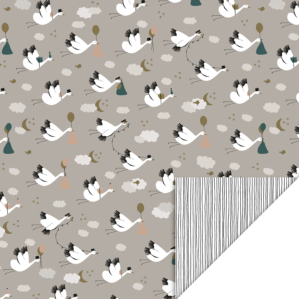 cadeau papier baby bird, inpakpapier baby bird, kadopapier baby bird, kraamcadeau inpakken, inpakpapier baby