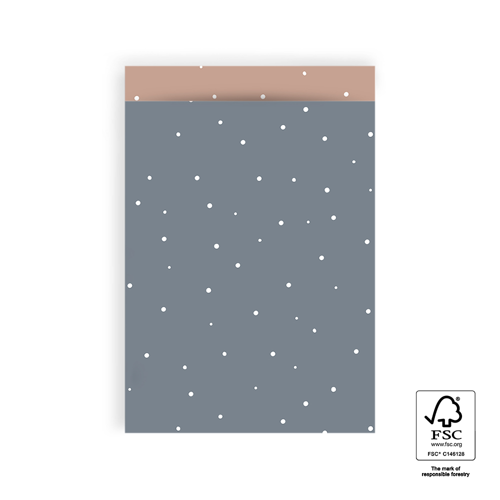 cadeauzakje little dots sky blue, papieren cadeau zakje, kadozakje papier, geboorte kado inpakken