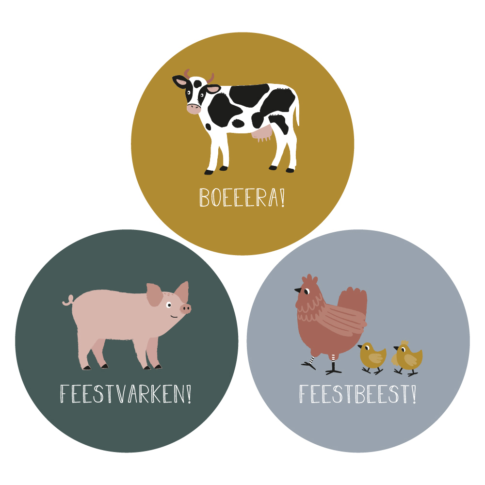 sluitsticker boerderij, kado sticker boerderij, sluitsticker verjaardag, kado sticker dieren