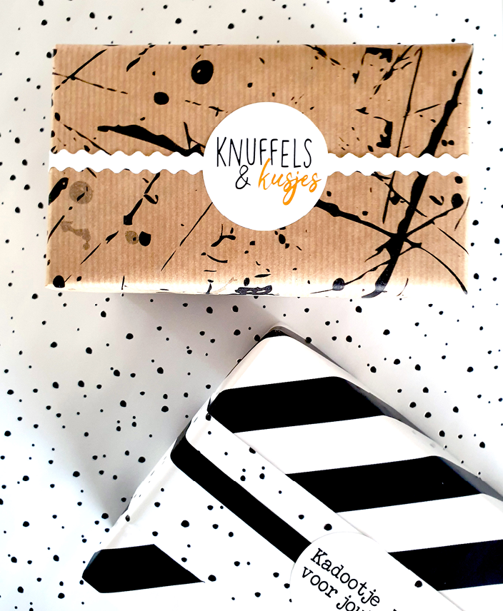 cadeau papier confetti day, kadopapier confetti day. cadeau papier splash black, inpakpapier splash, printje van de week