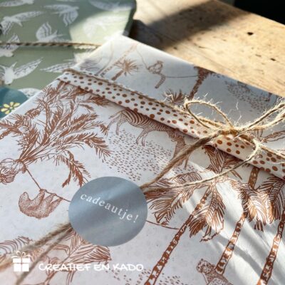 kadopapier vintage jungle, kadozakje vintage jungle, inpakken, printje van de week, inpakinspiratie