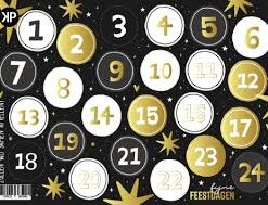 advent stickervel, adventstickers, kerststickers, cijfer stickers
