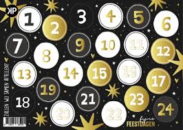 advent stickervel, adventstickers, kerststickers, cijfer stickers