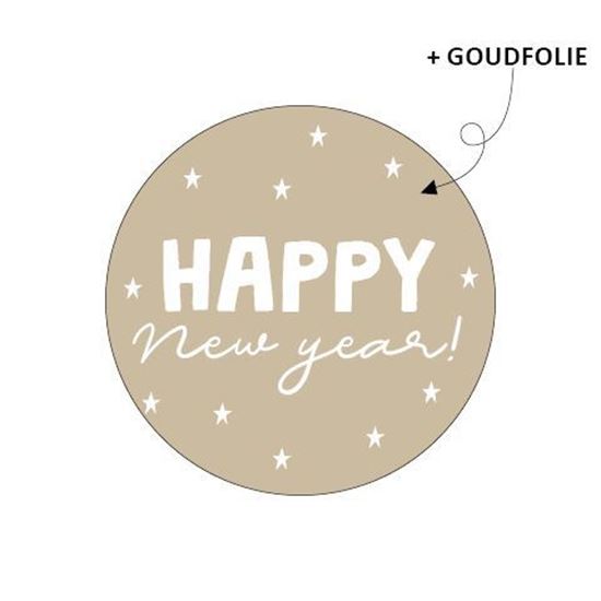 Sluitsticker happy new year, kado sticker happy new year