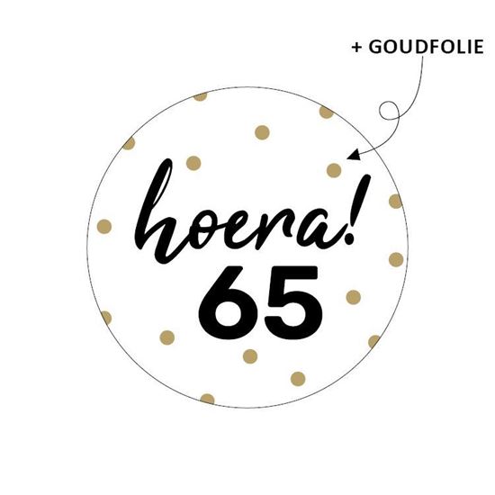 Sluitsticker hoera 65, kado sticker verjaardag