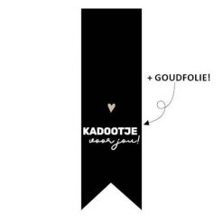 labelsticker vaantje kadootje voor jou, kadosticker, wensetiket vaantje zwart
